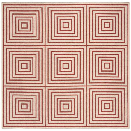 Safavieh 6 ft. 7 in. x 6 ft. 7 in. Linden 100 Contemporary Square Area Rug Red & Creme LND123Q-6SQ